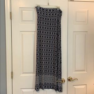 Navy Blue and White Maxi Skirt